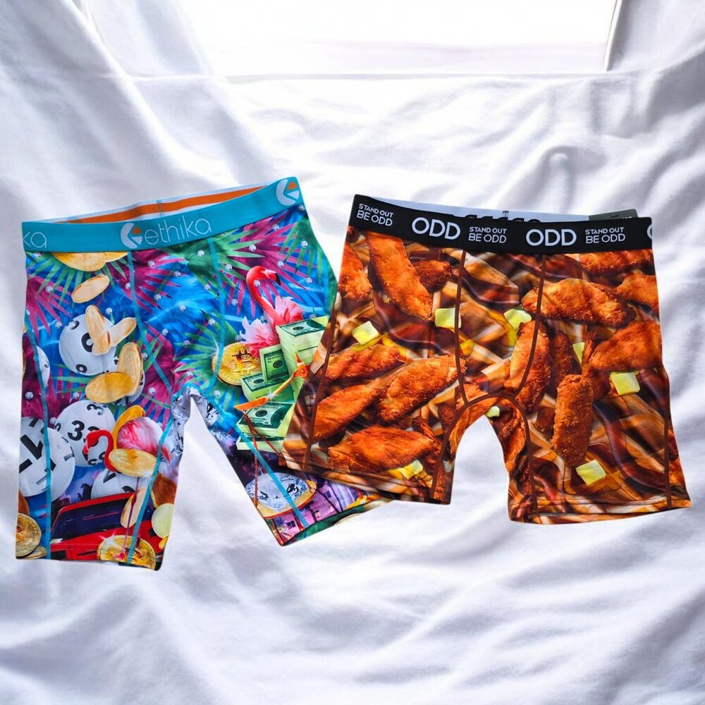NWT ETHIKA/ODD (LG) Bundle of Men's Colorful Graphics Boxer Briefs/Underwear